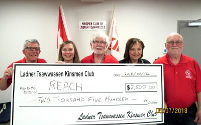 Ladner-Tsawwassen Kinsmen Present cheque to REACH